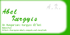 abel kurgyis business card